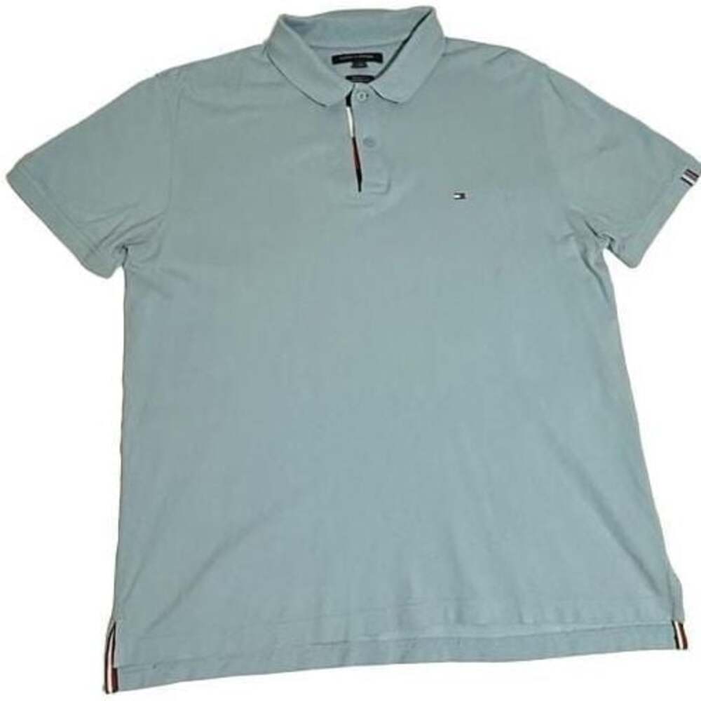 Tommy Hilfiger Men's Regular Fit Short Sleeve Polo Shirt Light Blue